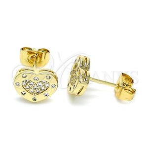 Gold Filled Ring — Stud Earring Heart Design with White Micro Pave — main product view — SKU 145705 | Oro Laminado anillo — Stud Earring corazón diseño with blanco Micro Pave — SKU 145705