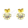 Gold Filled Ring — Stud Earring Heart Design with Multicolor Micro Pave — alternate product view — SKU 145706 | Oro Laminado anillo — Stud Earring corazón diseño with Multicolor Micro Pave — SKU 145706