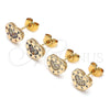 Gold Filled Ring — Stud Earring Heart Design with Multicolor Micro Pave — alternate product view — SKU 145706 | Oro Laminado anillo — Stud Earring corazón diseño with Multicolor Micro Pave — SKU 145706