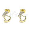 Gold Filled Ring — Stud Earring Dolphin and Heart Design with White — alternate product view — SKU 145708 | Oro Laminado anillo — Stud Earring Dolphin and corazón diseño with blanco — SKU 145708