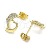 Gold Filled Ring — Stud Earring Dolphin and Heart Design with White — alternate product view — SKU 145708 | Oro Laminado anillo — Stud Earring Dolphin and corazón diseño with blanco — SKU 145708