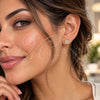 Oro Laminado Stud Earring, Gold Filled Style with White Micro Pave, Polished, Golden Finish, 02.344.0123
