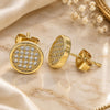 Oro Laminado Stud Earring, Gold Filled Style with White Micro Pave, Polished, Golden Finish, 02.344.0125