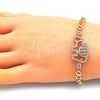 Oro Laminado Basic Bracelet, Gold Filled Style Elephant and Heart Design, with White Micro Pave, Polished, Golden Finish, 03.283.0040.07 (06 MM Thickness, 7 Inches Length)