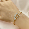 Oro Laminado Basic Bracelet, Gold Filled Style Elephant and Heart Design, with White Micro Pave, Polished, Golden Finish, 03.283.0040.07 (06 MM Thickness, 7 Inches Length)