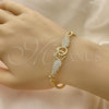 Oro Laminado Fancy Bracelet, Gold Filled Style with White Cubic Zirconia, Polished, Golden Finish, 03.283.0048.08 (06 MM Thickness, 8 Inches Length)