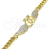 Oro Laminado Fancy Bracelet, Gold Filled Style with White Cubic Zirconia, Polished, Golden Finish, 03.283.0048.08 (06 MM Thickness, 8 Inches Length)