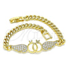 Oro Laminado Fancy Bracelet, Gold Filled Style with White Cubic Zirconia, Polished, Golden Finish, 03.283.0048.08 (06 MM Thickness, 8 Inches Length)