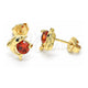 Oro Laminado Stud Earring, Gold Filled Style Dolphin Design, with Garnet Cubic Zirconia and Black Micro Pave, Polished, Golden Finish, 02.156.0438.1