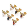 Oro Laminado Stud Earring, Gold Filled Style Bee Design, with White Cubic Zirconia and White Micro Pave, Polished, Golden Finish, 02.156.0613