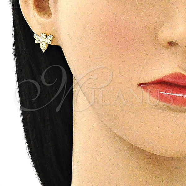 Gold Filled Ring — Stud Earring Bee Design with White Micro Pave — alternate product view — SKU 145731 | Oro Laminado anillo — Stud Earring Bee diseño with blanco Micro Pave — SKU 145731