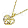 Oro Laminado Pendant Necklace, Gold Filled Style Heart and Dolphin Design, with Garnet and White Micro Pave, Polished, Golden Finish, 04.156.0428.1.20 (02 MM Thickness, 20 Inches Length)