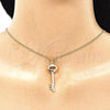 Oro Laminado Pendant Necklace, Gold Filled Style key Design, with White Micro Pave, Polished, Golden Finish, 04.156.0429.20 (02 MM Thickness, 20 Inches Length)