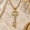 Oro Laminado Pendant Necklace, Gold Filled Style key Design, with White Micro Pave, Polished, Golden Finish, 04.156.0429.20 (02 MM Thickness, 20 Inches Length)