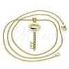 Oro Laminado Pendant Necklace, Gold Filled Style key Design, with Garnet and White Micro Pave, Polished, Golden Finish, 04.156.0429.1.20 (02 MM Thickness, 20 Inches Length)