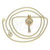 Oro Laminado Pendant Necklace, Gold Filled Style key and Heart Design, with Garnet and White Micro Pave, Polished, Golden Finish, 04.156.0430.1.20 (02 MM Thickness, 20 Inches Length)