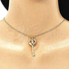 Oro Laminado Pendant Necklace, Gold Filled Style key Design, with White Micro Pave and White Cubic Zirconia, Polished, Golden Finish, 04.156.0431.20 (02 MM Thickness, 20 Inches Length)