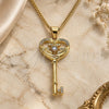 Oro Laminado Pendant Necklace, Gold Filled Style key Design, with White Micro Pave and White Cubic Zirconia, Polished, Golden Finish, 04.156.0431.20 (02 MM Thickness, 20 Inches Length)