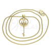 Oro Laminado Pendant Necklace, Gold Filled Style key Design, with White Micro Pave and White Cubic Zirconia, Polished, Golden Finish, 04.156.0432.20 (02 MM Thickness, 20 Inches Length)