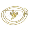 Oro Laminado Pendant Necklace, Gold Filled Style Angel Design, with Garnet and White Micro Pave, Polished, Golden Finish, 04.156.0434.1.20 (02 MM Thickness, 20 Inches Length)