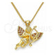 Oro Laminado Pendant Necklace, Gold Filled Style Angel Design, with Garnet and White Micro Pave, Polished, Golden Finish, 04.156.0434.1.20 (02 MM Thickness, 20 Inches Length)