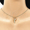 Oro Laminado Pendant Necklace, Gold Filled Style Angel Design, with Garnet and White Micro Pave, Polished, Golden Finish, 04.156.0435.1.20 (02 MM Thickness, 20 Inches Length)