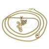 Oro Laminado Pendant Necklace, Gold Filled Style Angel Design, with Garnet and White Micro Pave, Polished, Golden Finish, 04.156.0435.1.20 (02 MM Thickness, 20 Inches Length)