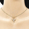 Oro Laminado Pendant Necklace, Gold Filled Style Angel Design, with Garnet and White Micro Pave, Polished, Golden Finish, 04.156.0438.1.20 (02 MM Thickness, 20 Inches Length)