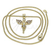 Oro Laminado Pendant Necklace, Gold Filled Style Angel Design, with Garnet and White Micro Pave, Polished, Golden Finish, 04.156.0438.1.20 (02 MM Thickness, 20 Inches Length)