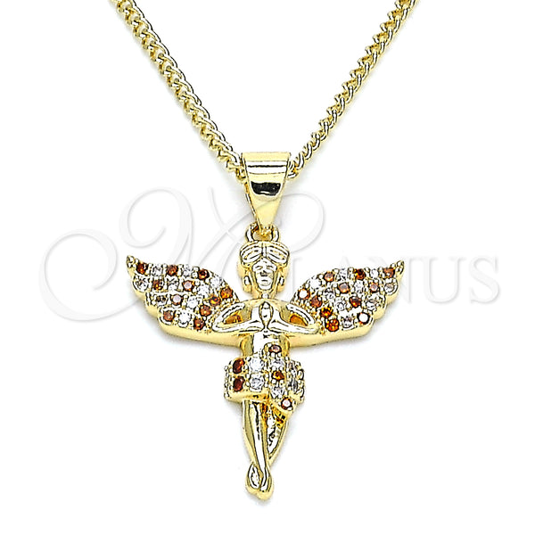 Gold Filled Necklace — Pendant Necklace Angel Design with Garnet and White — main product view — SKU 145755 | Oro Laminado collar — Pendant Necklace Angel diseño with Garnet and blanco — SKU 145755