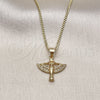 Oro Laminado Pendant Necklace, Gold Filled Style Angel Design, with White Micro Pave, Polished, Golden Finish, 04.156.0439.18 (02 MM Thickness, 18 Inches Length)