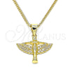 Oro Laminado Pendant Necklace, Gold Filled Style Angel Design, with White Micro Pave, Polished, Golden Finish, 04.156.0439.18 (02 MM Thickness, 18 Inches Length)