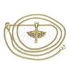 Oro Laminado Pendant Necklace, Gold Filled Style Angel Design, with Garnet and White Micro Pave, Polished, Golden Finish, 04.156.0439.1.20 (02 MM Thickness, 20 Inches Length)
