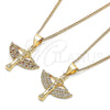 Oro Laminado Pendant Necklace, Gold Filled Style Angel Design, with Garnet and White Micro Pave, Polished, Golden Finish, 04.156.0439.1.20 (02 MM Thickness, 20 Inches Length)