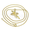 Oro Laminado Pendant Necklace, Gold Filled Style Angel Design, with White Micro Pave and White Cubic Zirconia, Polished, Golden Finish, 04.156.0440.20 (02 MM Thickness, 20 Inches Length)