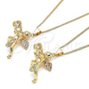 Oro Laminado Pendant Necklace, Gold Filled Style Angel Design, with Garnet and White Micro Pave, Polished, Golden Finish, 04.156.0440.1.20 (02 MM Thickness, 20 Inches Length)