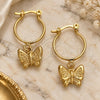 Oro Laminado Small Hoop, Gold Filled Style Butterfly Design, Polished, Golden Finish, 02.32.0558.15