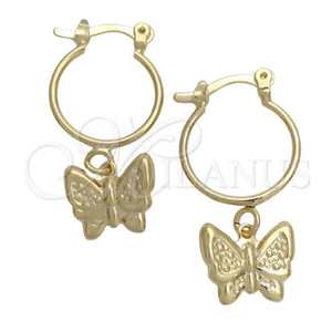 Gold Filled Hoop Earrings — Small Hoop Butterfly Design Polished 02.32. — main product view — SKU 145765 | Oro Laminado aretes de aro — Small Hoop Butterfly diseño pulido 02.32. — SKU 145765