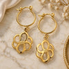 Oro Laminado Small Hoop, Gold Filled Style Flower Design, Polished, Golden Finish, 02.32.0559.15