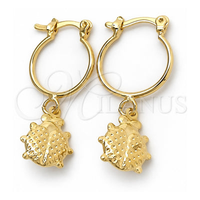 Oro Laminado Small Hoop, Gold Filled Style Ladybug Design, Polished, Golden Finish, 02.32.0560.15