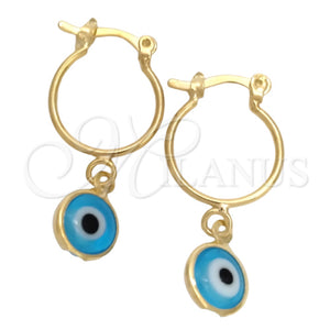 Gold Filled Hoop Earrings — Small Hoop Evil Eye Design Polished 02.32. — main product view — SKU 145768 | Oro Laminado aretes de aro — Small Hoop Evil Eye diseño pulido 02.32. — SKU 145768