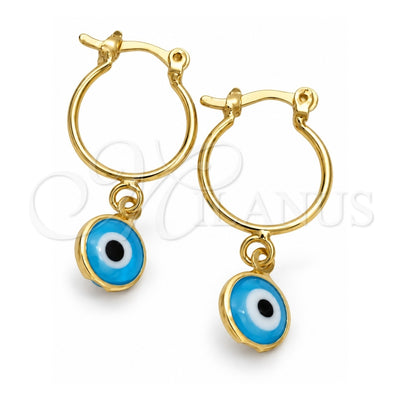 Oro Laminado Small Hoop, Gold Filled Style Evil Eye Design, Polished, Golden Finish, 02.32.0561.15