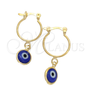 Gold Filled Hoop Earrings — Small Hoop Evil Eye Design Polished 02.32. — main product view — SKU 145769 | Oro Laminado aretes de aro — Small Hoop Evil Eye diseño pulido 02.32. — SKU 145769