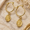Oro Laminado Small Hoop, Gold Filled Style Divino NiÃ±o Design, Polished, Golden Finish, 02.32.0563.15