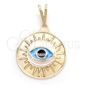 Gold Filled Pendant — Fancy Pendant Evil Eye Design Azul claro Enamel — main product view — SKU 145771 | Oro Laminado dije — elegante Pendant Evil Eye diseño Azul claro Enamel — SKU 145771