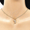 Oro Laminado Pendant Necklace, Gold Filled Style Angel Design, with White Micro Pave, Polished, Golden Finish, 04.156.0443.20 (02 MM Thickness, 20 Inches Length)