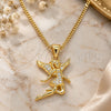 Oro Laminado Pendant Necklace, Gold Filled Style Angel Design, with White Micro Pave, Polished, Golden Finish, 04.156.0443.20 (02 MM Thickness, 20 Inches Length)