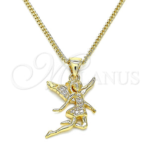 Gold Filled Necklace — Pendant Necklace Angel Design with White Micro Pave — main product view — SKU 145776 | Oro Laminado collar — Pendant Necklace Angel diseño with blanco Micro Pave — SKU 145776
