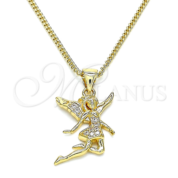 Gold Filled Necklace — Pendant Necklace Angel Design with White Micro Pave — main product view — SKU 145776 | Oro Laminado collar — Pendant Necklace Angel diseño with blanco Micro Pave — SKU 145776