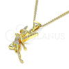 Oro Laminado Pendant Necklace, Gold Filled Style Angel Design, with White Micro Pave, Polished, Golden Finish, 04.156.0444.20 (02 MM Thickness, 20 Inches Length)